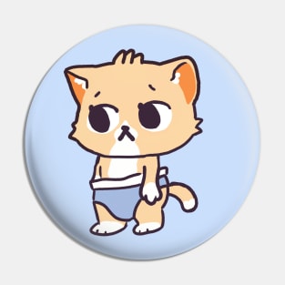 Orange Cat wearing Diaper Pin