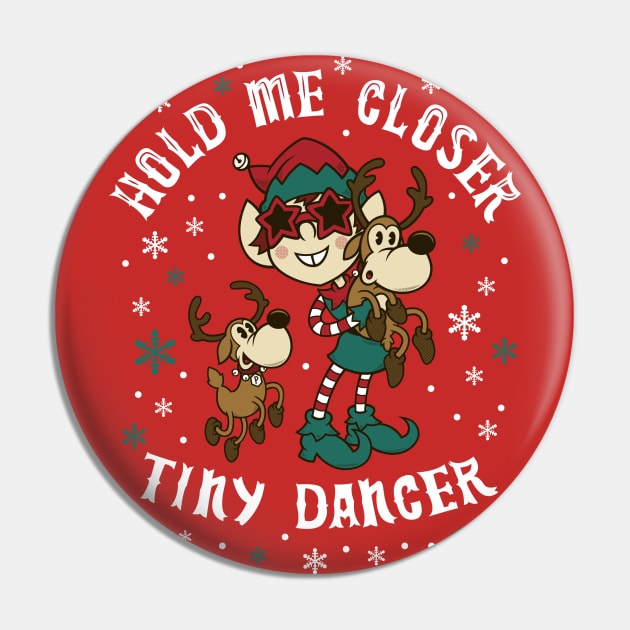 Tiny Dancer - Musical Elf - Cute Christmas Reindeer - Vintage Cartoon Xmas Pin by Nemons