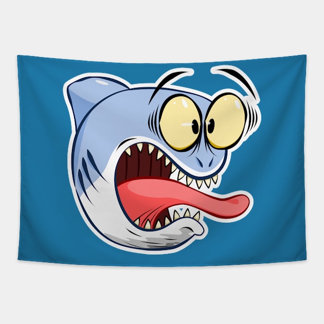 Surprised Shark Tapestry by CrocoWulfo