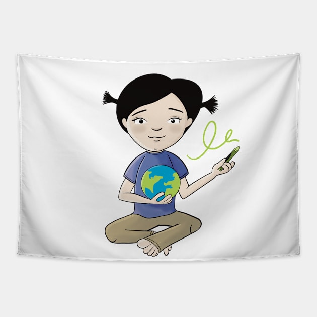 World in Her Hands Tapestry by Dori Durbin