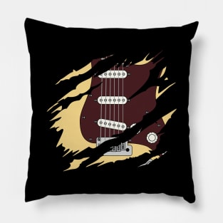 Ripped Electric Guitar S-Style Buttercream Color Pillow
