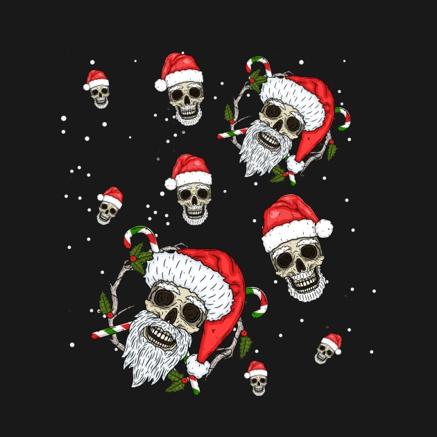 Santa Merry Christmas Skull by TeeSky