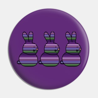 Easter Bunny likes Three Bunnies Lavender Stripes Pin