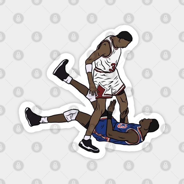 Scottie Pippen Standing Over Patrick Ewing Magnet by rattraptees