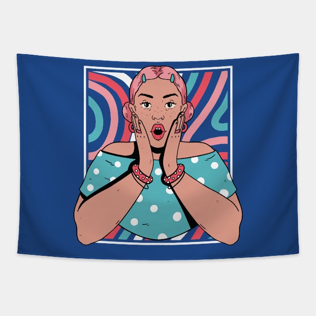 Chisme Queen Pop Art Portrait of Young Woman Gossip GG Tapestry by SLAG_Creative