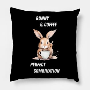 bunny and coffee - perfect combination Pillow