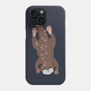 Cute otter diving bubbles cartoon illustration Phone Case