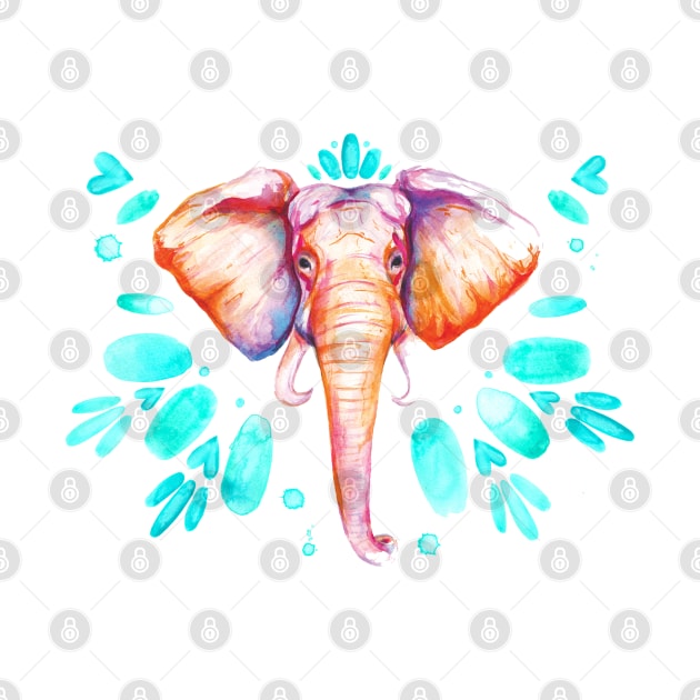 Bright Watercolor Elephant by aterkaderk