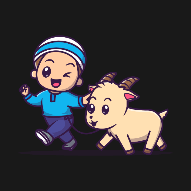 Cute Moslem Boy With Goat Cartoon by Catalyst Labs