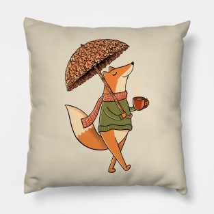 Cozy Fox and umbrella Pillow