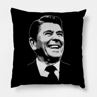 Ronald Reagan Black and White Pillow