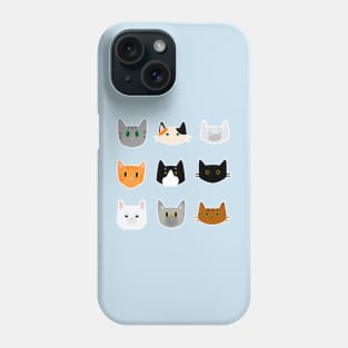 Pattern with cat breads calico, siamese, tabby, tuxedo Phone Case