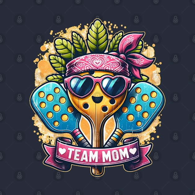 Team Mom, vintage retro cute pickleball by O.M.Art&Yoga