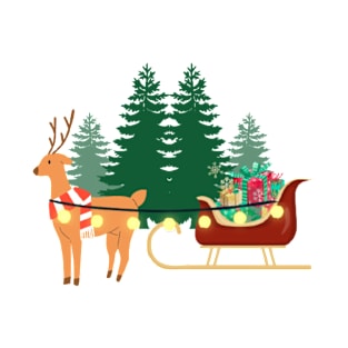 cute reindeer bringing gifts T-Shirt