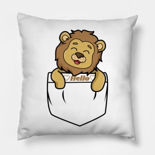 Cute lion popping out of the pocket Pillow