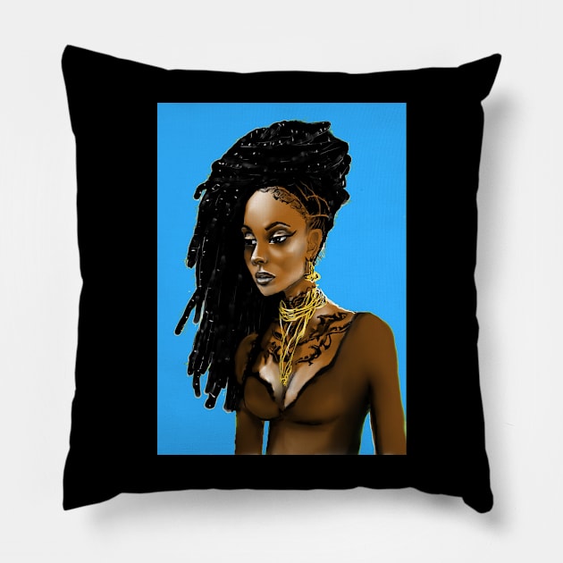 Braids Pillow by The Drawing Artist