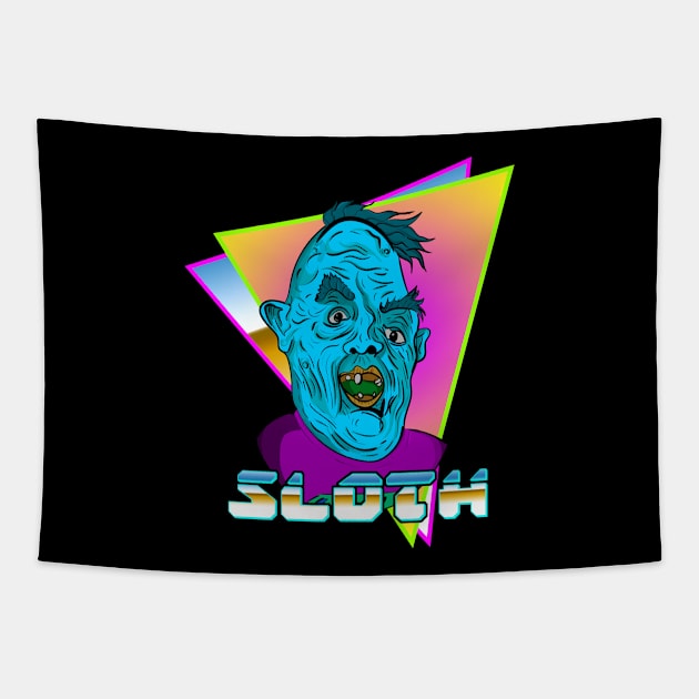 Sloth back to the 80's Tapestry by wet_chicken_lip