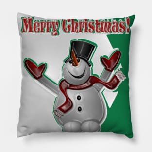 Merry Christmas Snow Man Pillow