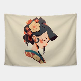 Retro Geisha Portrait Tapestry