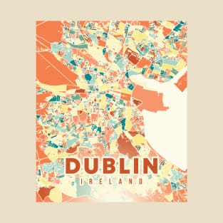 DUBLIN IRELAND: SUNSHINE STROLL - PASTEL MAP PAINTS THE CITY T-Shirt