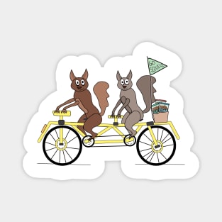 Squirrels on a tandem bike Magnet