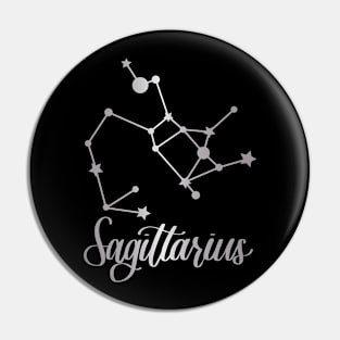 Sagittarius Zodiac Constellation in Silver - Black Pin