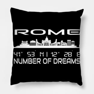 Rome Skyline Silhouette GPS Coordinates Italien Pillow