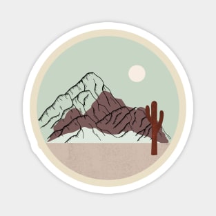 Boho Warm desert landscape Mounted Print Magnet