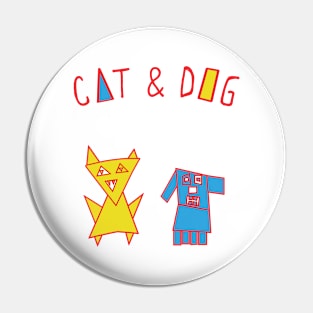 Cat in triangle and Dog in square Pin