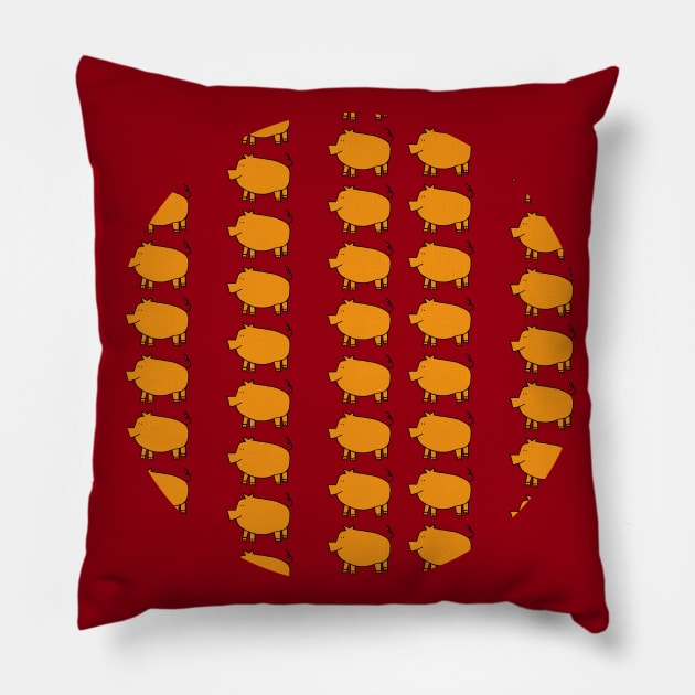 Gold Pig Pattern Pillow by ellenhenryart