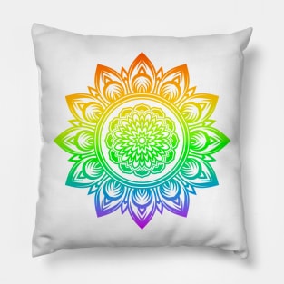 Rainbow Mandala Yoga Meditate Spiritual Sacred Geometry Mandala Art Pillow
