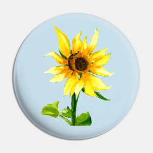 Yellow Sunflower Watercolor Painting Pin