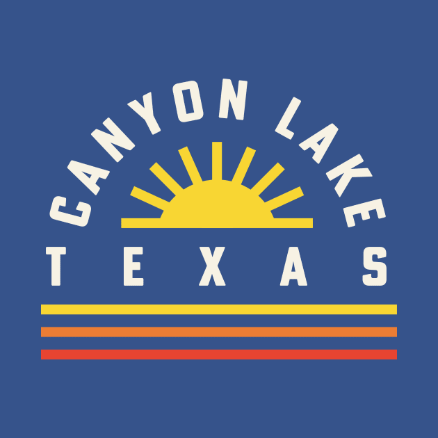 Canyon Lake Texas Retro Vintage Stripes Sunset by PodDesignShop