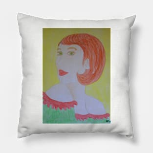 Portrait of red-haired woman Pillow