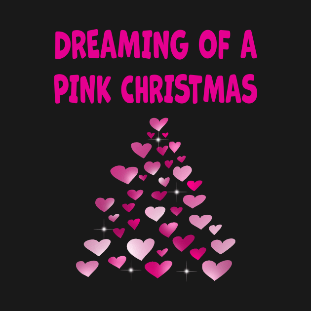 Pink Hearts Christmas tree shape Dreaming of a Pink Christmas by Artstastic