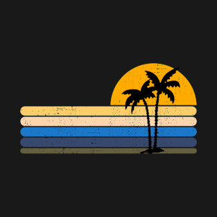 Retro Palm Tree Sunset Palmes Traveling Holiday T-Shirt