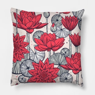 pattern with water lilies - lotus flowers. Pillow