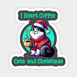 I Love Coffee Christmas And Cats, Cat And Coffee Magnet