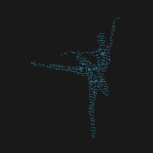 Ballet Dancer Silhouette Shape Text Word Cloud by Cubebox