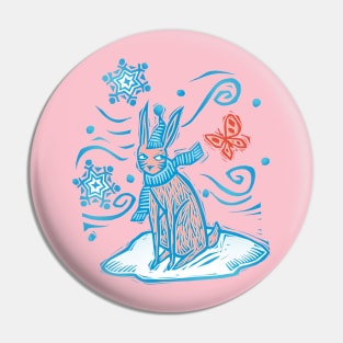 Christmas Rabbit Pin