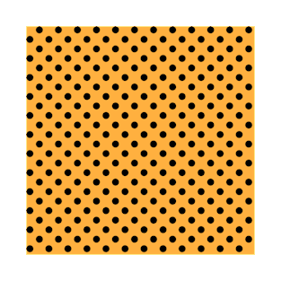 Black Polka Dots Pattern on Orange Background T-Shirt