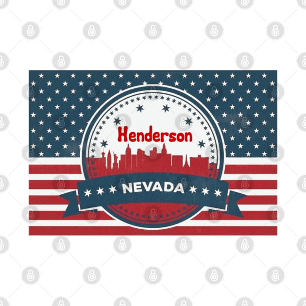 Retro Henderson Nevada American Flag by  Big Foot Shirt Shop