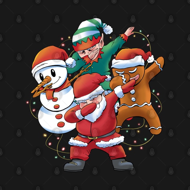 Dabbing Santa Claus snowman and other Christmas  characters and lights by Emart