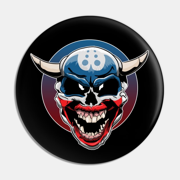 Evil Demon Clown Skull Pin by TMBTM