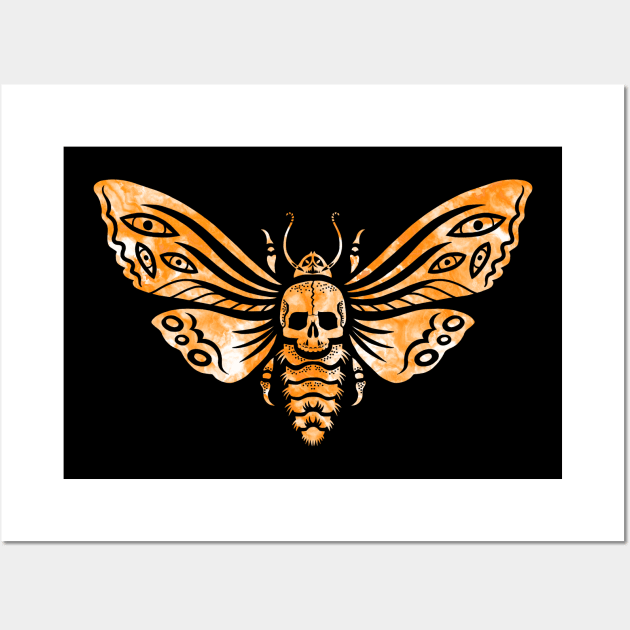 Deathhead Moth STICKER - Insect - Waterproof Art Sticker - Linocut  printmaking — Hannah Guthrie Designs