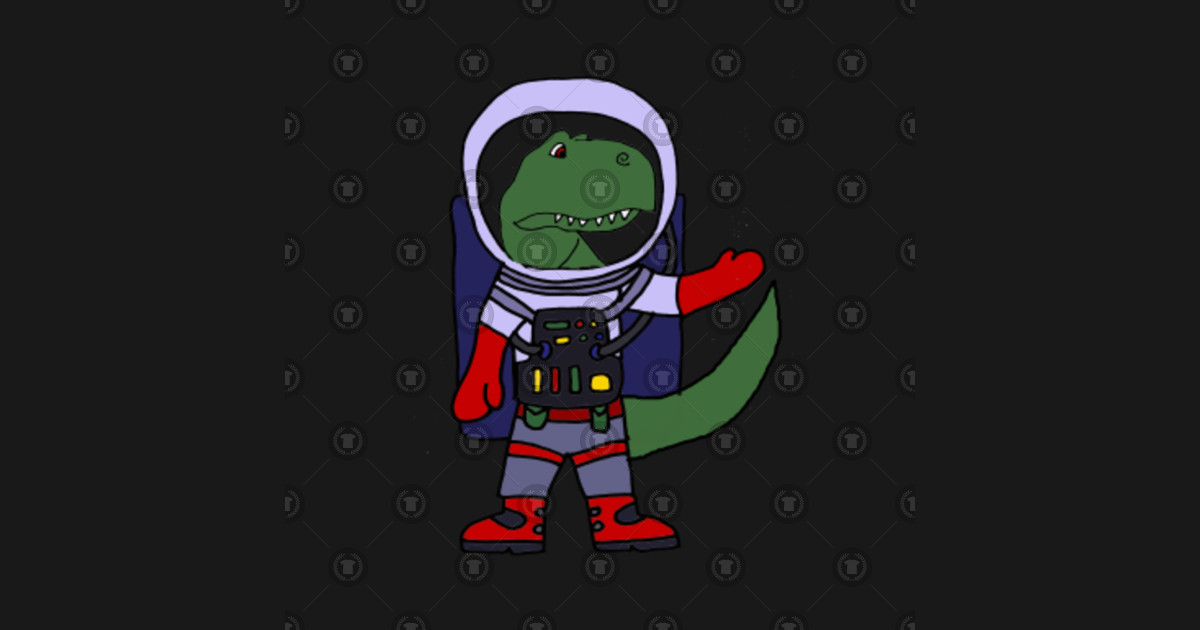 Cute T-rex Dinosaur Astronaut in Space Suit Cartoon - Outer Space Astronaut - Crewneck