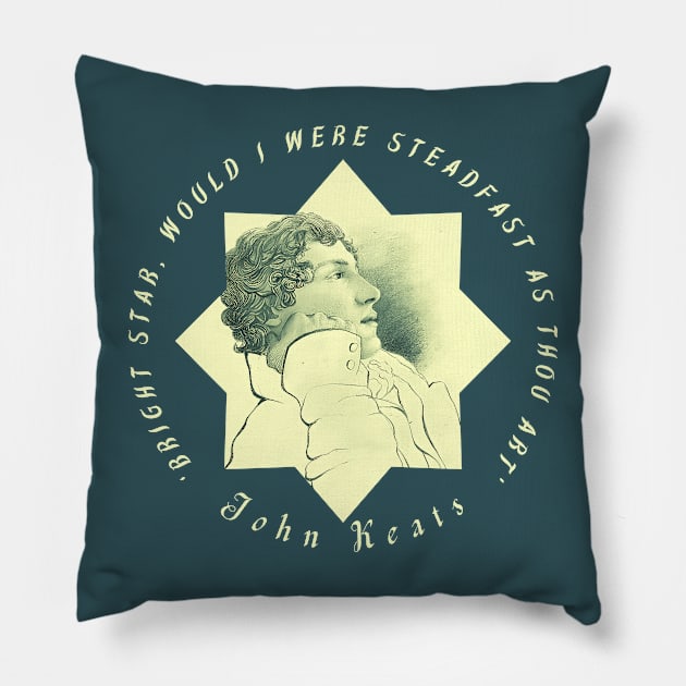 John Keats portrait and quote:  Bright star, would I were steadfast as thou art Pillow by artbleed