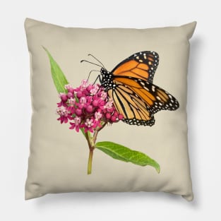 Monarch on Milkweed Pillow