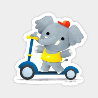 Elephant on Scooter Magnet