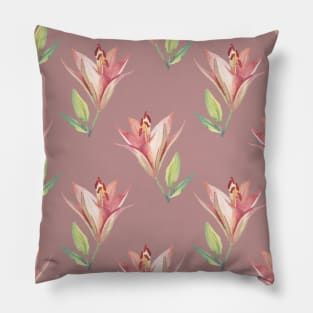 Watercolor Flower Repeated Pattern Pillow